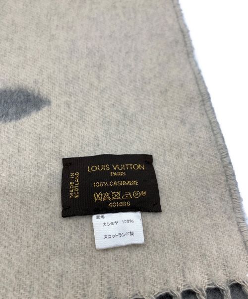 LOUIS VUITTON（ルイ ヴィトン）LOUIS VUITTON (ルイ ヴィトン) ロゴカシミヤマフラー ライトグレー×ベージュの古着・服飾アイテム