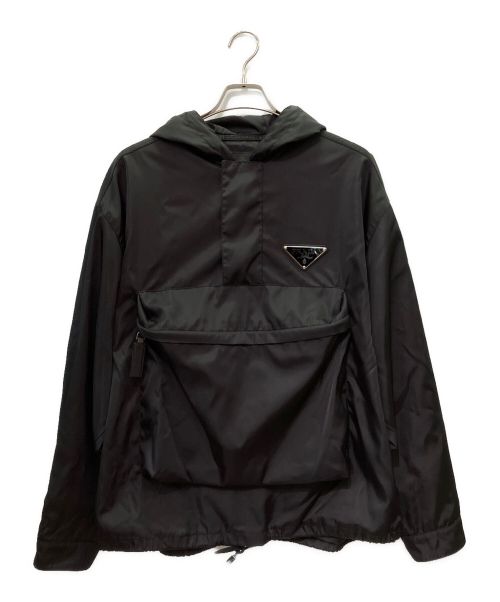 PRADA（プラダ）PRADA (プラダ) ナイロンハーフジップパーカー ブラック サイズ:Mの古着・服飾アイテム