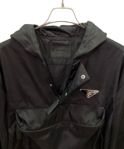 PRADA（プラダ）PRADA (プラダ) ナイロンハーフジップパーカー ブラック サイズ:Mの古着・服飾アイテム