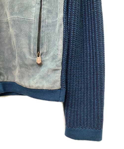 Berluti（ベルルッティ）Berluti (ベルルッティ) ニット切替ジャケット ブルー×スカイブルー サイズ:46の古着・服飾アイテム