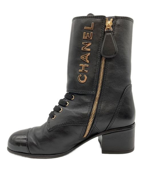 CHANEL（シャネル）CHANEL (シャネル) 編上げブーツ ブラック サイズ:36 1/2の古着・服飾アイテム