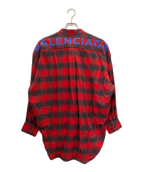 BALENCIAGA（バレンシアガ）BALENCIAGA (バレンシアガ) バックロゴボウタイネルシャツ レッド サイズ:34の古着・服飾アイテム