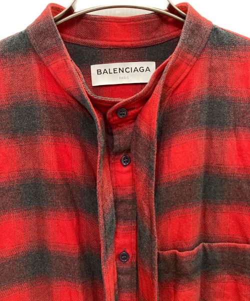 BALENCIAGA（バレンシアガ）BALENCIAGA (バレンシアガ) バックロゴボウタイネルシャツ レッド サイズ:34の古着・服飾アイテム