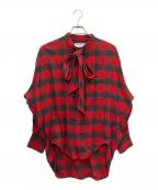 BALENCIAGAバレンシアガ）の古着「バックロゴボウタイネルシャツ」｜レッド