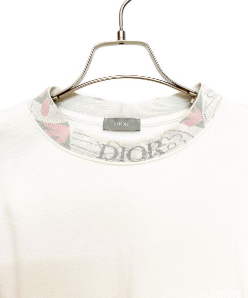Christian Dior（クリスチャン ディオール）Christian Dior (クリスチャン ディオール) 23SS ネックロゴ クルーネックスウェット ホワイト サイズ:Mの古着・服飾アイテム