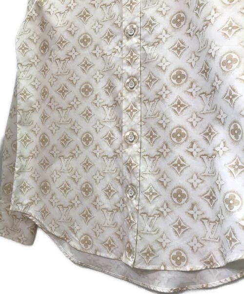 LOUIS VUITTON（ルイ ヴィトン）LOUIS VUITTON (ルイ ヴィトン) モノグラムサンド総柄長袖シャツ ホワイト×ベージュ サイズ:Mの古着・服飾アイテム