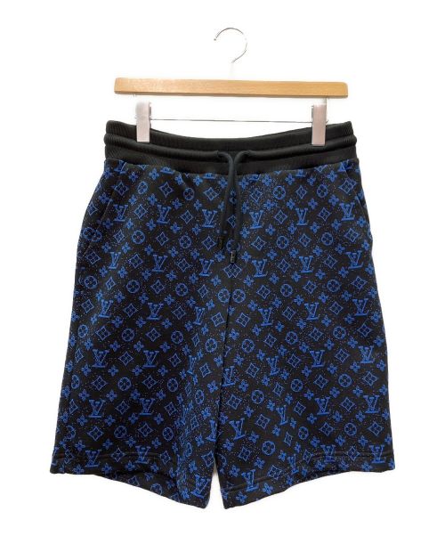 LOUIS VUITTON（ルイ ヴィトン）LOUIS VUITTON (ルイ ヴィトン) モノグラム スルー ジャガードハーフパンツ ブラック×ブルー サイズ:Mの古着・服飾アイテム