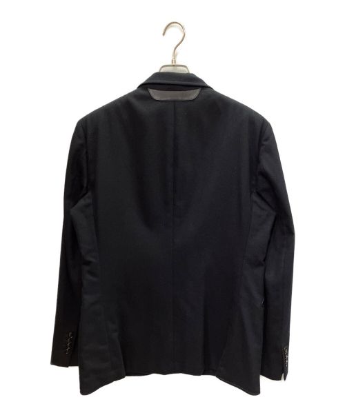 HERMES（エルメス）HERMES (エルメス) レザーパイピングウールジャケット ブラック×ネイビー サイズ:50の古着・服飾アイテム