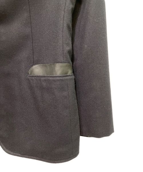 HERMES（エルメス）HERMES (エルメス) レザーパイピングウールジャケット ブラック×ネイビー サイズ:50の古着・服飾アイテム