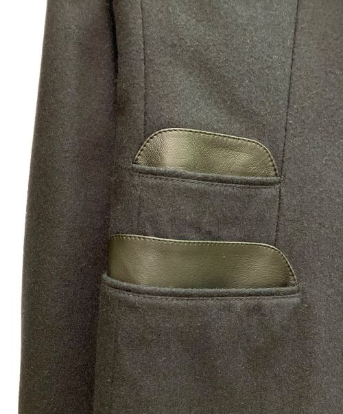 HERMES（エルメス）HERMES (エルメス) レザーパイピングウールジャケット ブラック×ネイビー サイズ:50の古着・服飾アイテム