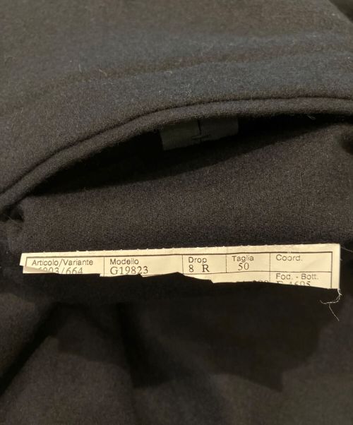 HERMES（エルメス）HERMES (エルメス) レザーパイピングウールジャケット ブラック×ネイビー サイズ:50の古着・服飾アイテム
