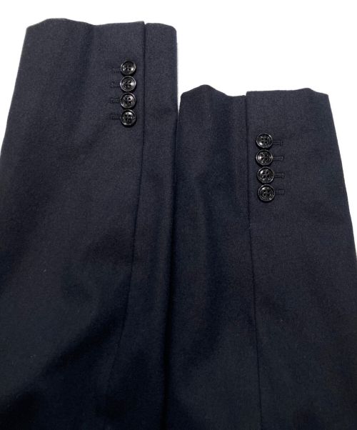 HERMES（エルメス）HERMES (エルメス) レザーパイピングウールジャケット ブラック×ネイビー サイズ:50の古着・服飾アイテム