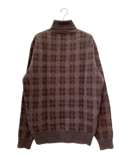 LORO PIANA（ロロピアーナ）LORO PIANA (ロロピアーナ) カシミヤ×シルク チェック柄 タートルネック ニット プルオーバー ボルドー サイズ:50の古着・服飾アイテム