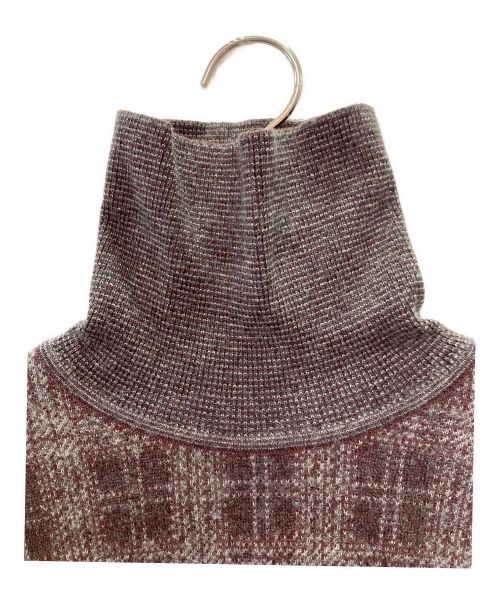 LORO PIANA（ロロピアーナ）LORO PIANA (ロロピアーナ) カシミヤ×シルク チェック柄 タートルネック ニット プルオーバー ボルドー サイズ:50の古着・服飾アイテム