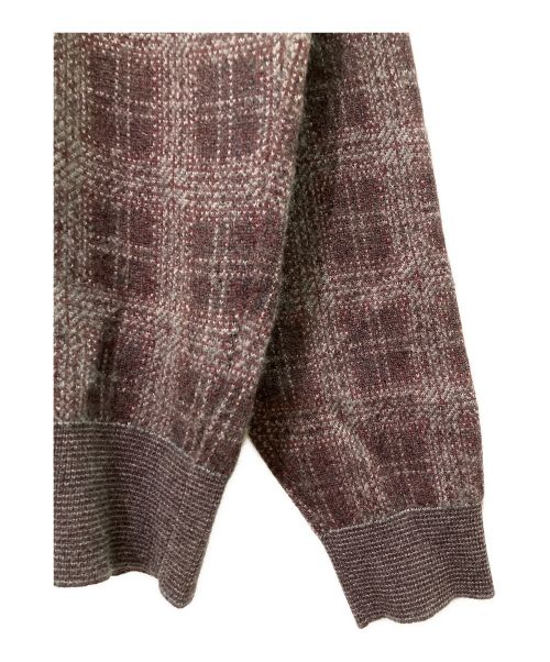 LORO PIANA（ロロピアーナ）LORO PIANA (ロロピアーナ) カシミヤ×シルク チェック柄 タートルネック ニット プルオーバー ボルドー サイズ:50の古着・服飾アイテム