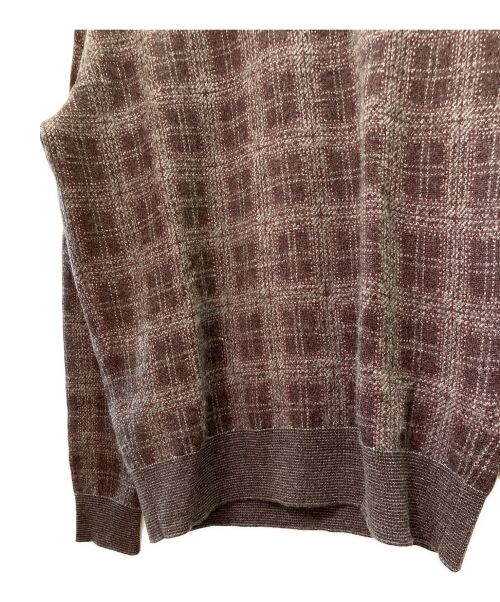 LORO PIANA（ロロピアーナ）LORO PIANA (ロロピアーナ) カシミヤ×シルク チェック柄 タートルネック ニット プルオーバー ボルドー サイズ:50の古着・服飾アイテム