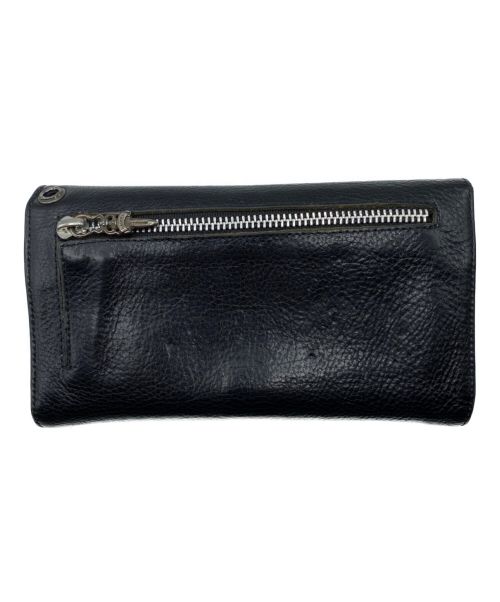 CHROME HEARTS（クロムハーツ）CHROME HEARTS (クロムハーツ) ウェーブ ウォレット クロス ボタン ブラック ヘビーレザー ブラック サイズ:-の古着・服飾アイテム