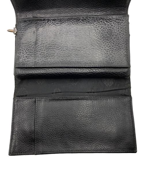 CHROME HEARTS（クロムハーツ）CHROME HEARTS (クロムハーツ) ウェーブ ウォレット クロス ボタン ブラック ヘビーレザー ブラック サイズ:-の古着・服飾アイテム