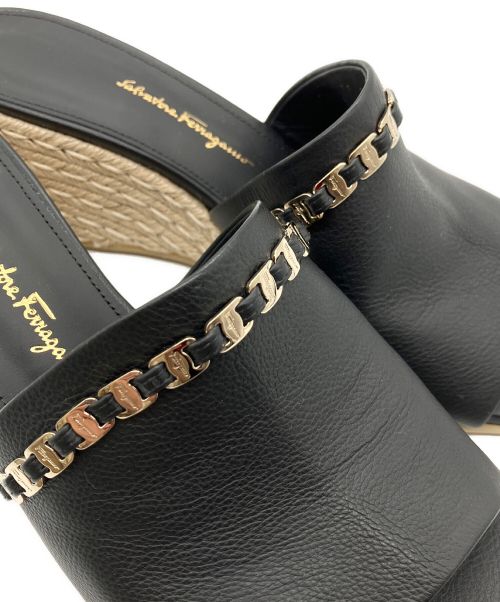 Salvatore Ferragamo（サルヴァトーレ フェラガモ）Salvatore Ferragamo (サルヴァトーレ フェラガモ) エスパドリーユ ミュール ブラック サイズ:7 1/2の古着・服飾アイテム