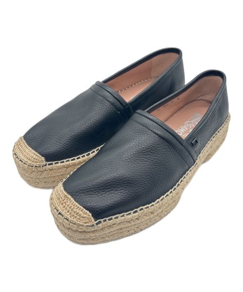 Salvatore Ferragamo（サルヴァトーレ フェラガモ）Salvatore Ferragamo (サルヴァトーレ フェラガモ) デザイン エスパドリーユ ブラック サイズ:9の古着・服飾アイテム
