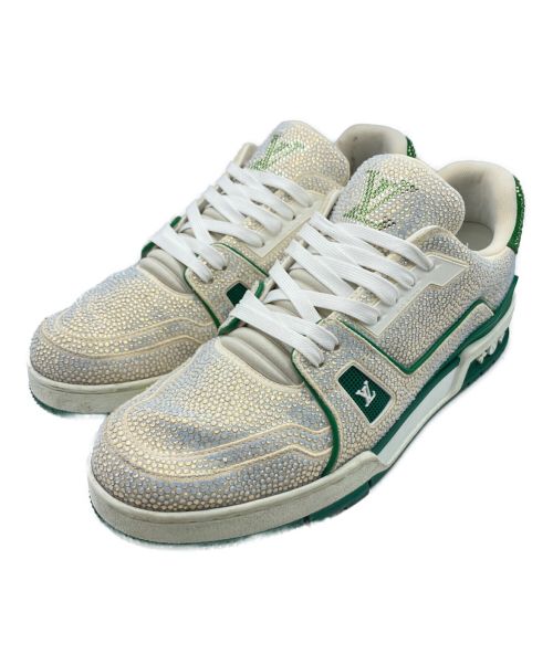 LOUIS VUITTON（ルイ ヴィトン）LOUIS VUITTON (ルイ ヴィトン) Crystal-Covered LV Trainer Green Strass ホワイト×グリーン サイズ:SIZE 7の古着・服飾アイテム