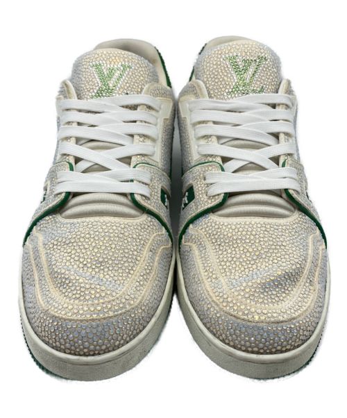 LOUIS VUITTON（ルイ ヴィトン）LOUIS VUITTON (ルイ ヴィトン) Crystal-Covered LV Trainer Green Strass ホワイト×グリーン サイズ:SIZE 7の古着・服飾アイテム
