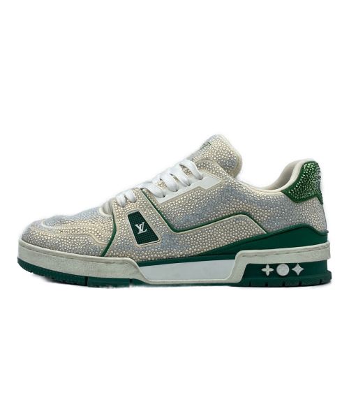 LOUIS VUITTON（ルイ ヴィトン）LOUIS VUITTON (ルイ ヴィトン) Crystal-Covered LV Trainer Green Strass ホワイト×グリーン サイズ:SIZE 7の古着・服飾アイテム