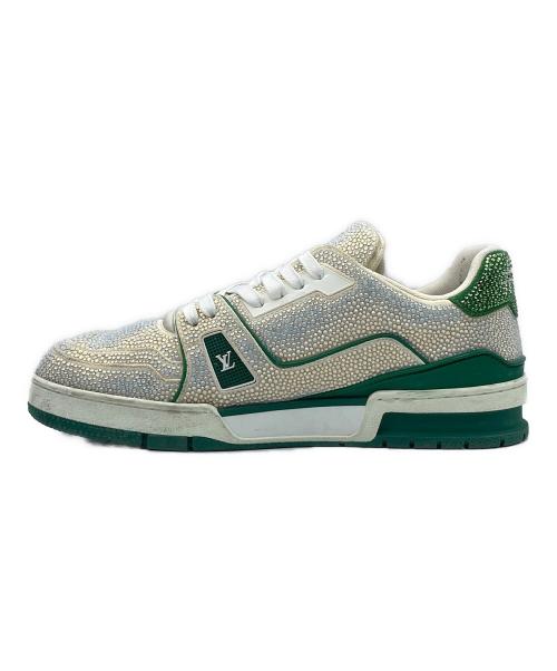 LOUIS VUITTON（ルイ ヴィトン）LOUIS VUITTON (ルイ ヴィトン) Crystal-Covered LV Trainer Green Strass ホワイト×グリーン サイズ:SIZE 7の古着・服飾アイテム