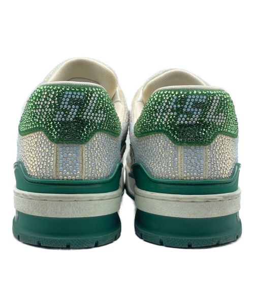 LOUIS VUITTON（ルイ ヴィトン）LOUIS VUITTON (ルイ ヴィトン) Crystal-Covered LV Trainer Green Strass ホワイト×グリーン サイズ:SIZE 7の古着・服飾アイテム
