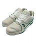 LOUIS VUITTON（ルイ ヴィトン）の古着「Crystal-Covered LV Trainer Green Strass」｜ホワイト×グリーン