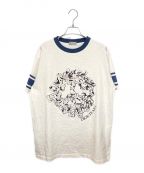 Christian Dior×Denim Tearsクリスチャン ディオール×デニムティアーズ）の古着「フラワー刺繍半袖カットソー」｜ホワイト×ネイビー