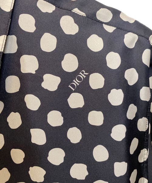 Christian Dior（クリスチャン ディオール）Christian Dior (クリスチャン ディオール) シルクツイル半袖シャツ グレー×ホワイト サイズ:39の古着・服飾アイテム