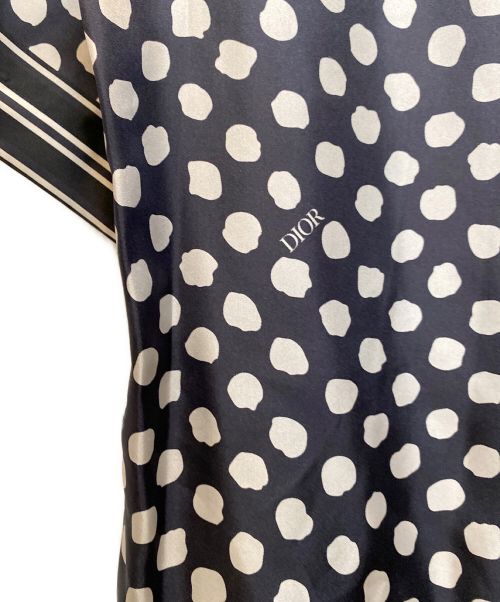 Christian Dior（クリスチャン ディオール）Christian Dior (クリスチャン ディオール) シルクツイル半袖シャツ グレー×ホワイト サイズ:39の古着・服飾アイテム