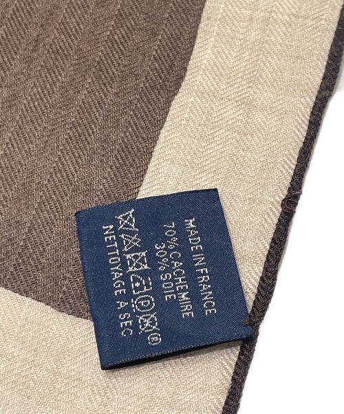 HERMES（エルメス）HERMES (エルメス) カシミヤ混ストール レクタングル【アン・トレース】 ネイビー サイズ:160の古着・服飾アイテム