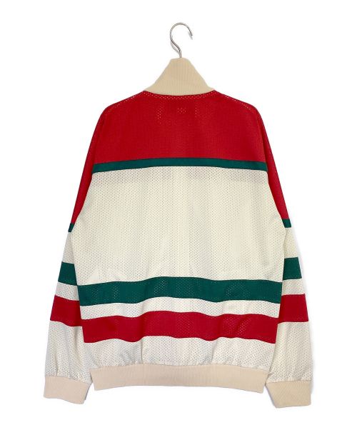 GUCCI（グッチ）GUCCI (グッチ) GG Logo-Motif Bomber Jacket ベージュ×レッド サイズ:Mの古着・服飾アイテム