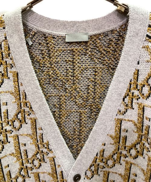 Dior（ディオール）Dior (ディオール) オブリーク総柄カーディガン グレー×イエロー サイズ:Lの古着・服飾アイテム