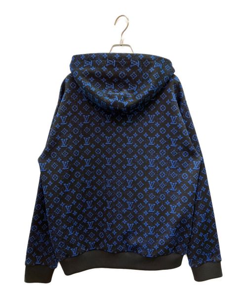LOUIS VUITTON（ルイ ヴィトン）LOUIS VUITTON (ルイ ヴィトン) モノグラム ジップスルー ジャカード フーディ ブラック×ブルー サイズ:Mの古着・服飾アイテム