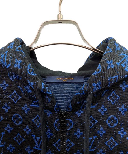 LOUIS VUITTON（ルイ ヴィトン）LOUIS VUITTON (ルイ ヴィトン) モノグラム ジップスルー ジャカード フーディ ブラック×ブルー サイズ:Mの古着・服飾アイテム