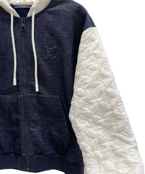 LOUIS VUITTON（ルイ ヴィトン）LOUIS VUITTON (ルイ ヴィトン) ハイブリッド モノグラム フーデッドブルゾン ジップアップジャケット ネイビー×ホワイト サイズ:Mの古着・服飾アイテム