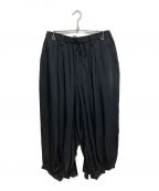 Yohji Yamamoto pour hommeヨウジヤマモト プールオム）の古着「キュプラツイルカラスパンツ」｜ブラック