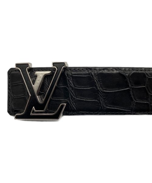 LOUIS VUITTON（ルイ ヴィトン）LOUIS VUITTON (ルイ ヴィトン) LVロゴアリゲーターレザーベルト ブラック サイズ:90/36の古着・服飾アイテム