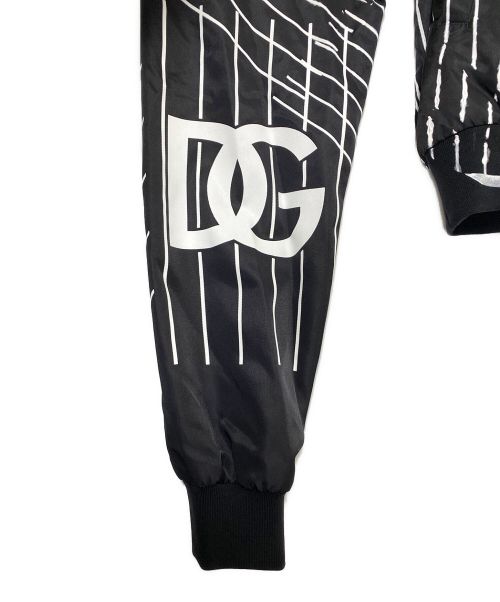 DOLCE & GABBANA（ドルチェ＆ガッバーナ）DOLCE & GABBANA (ドルチェ＆ガッバーナ) ストライプ&ドット ナイロンボンバージャケット ブラック×ホワイト サイズ:44の古着・服飾アイテム