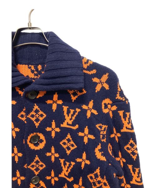 LOUIS VUITTON（ルイ ヴィトン）LOUIS VUITTON (ルイ ヴィトン) モノグラムシグネチャーカーディガン ネイビー×オレンジ サイズ:Sの古着・服飾アイテム