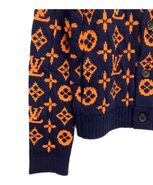 LOUIS VUITTON（ルイ ヴィトン）LOUIS VUITTON (ルイ ヴィトン) モノグラムシグネチャーカーディガン ネイビー×オレンジ サイズ:Sの古着・服飾アイテム