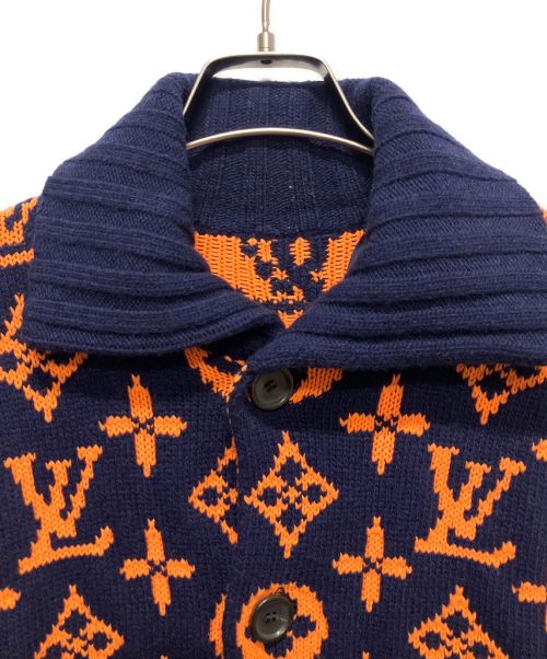 LOUIS VUITTON（ルイ ヴィトン）LOUIS VUITTON (ルイ ヴィトン) モノグラムシグネチャーカーディガン ネイビー×オレンジ サイズ:Sの古着・服飾アイテム
