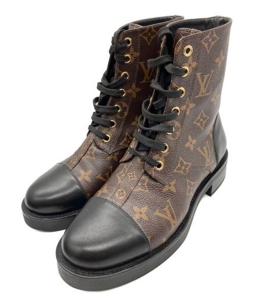 LOUIS VUITTON（ルイ ヴィトン）LOUIS VUITTON (ルイ ヴィトン) ワンダーランドライン アンクルブーツ ブラウン×ブラック サイズ:37の古着・服飾アイテム