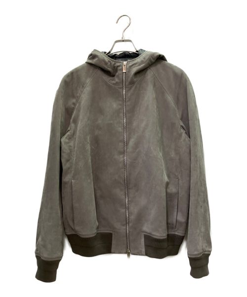 Christian Dior（クリスチャン ディオール）Christian Dior (クリスチャン ディオール) カウレザーパーカー ライトグレー サイズ:50の古着・服飾アイテム