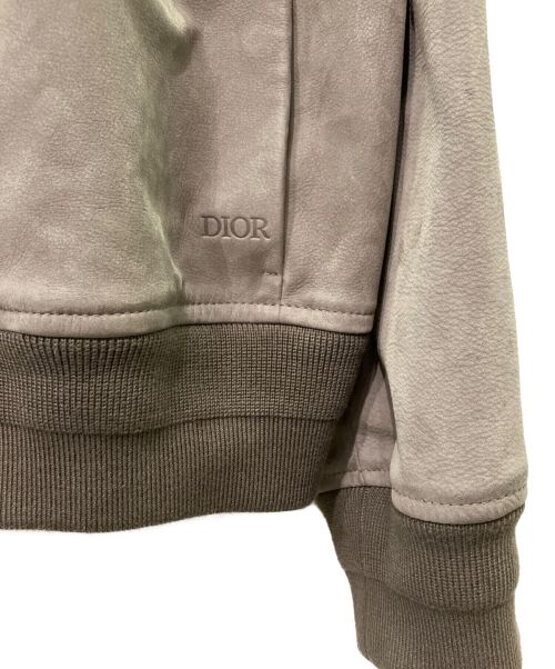 Christian Dior（クリスチャン ディオール）Christian Dior (クリスチャン ディオール) カウレザーパーカー ライトグレー サイズ:50の古着・服飾アイテム