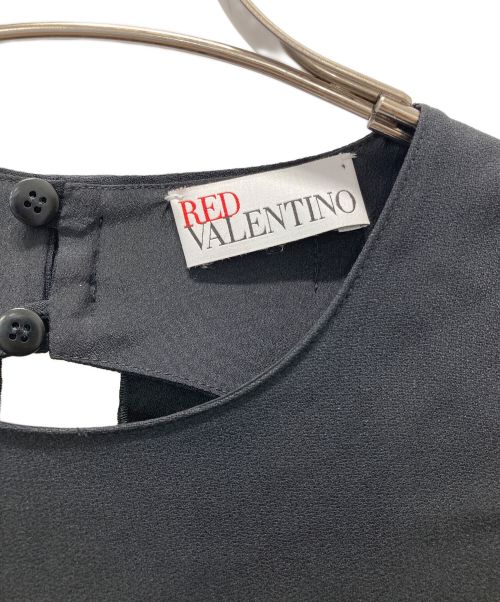 RED VALENTINO（レッドヴァレンティノ）RED VALENTINO (レッドヴァレンティノ) クレープアンバースサテン ドレス リボン ブラック サイズ:38の古着・服飾アイテム
