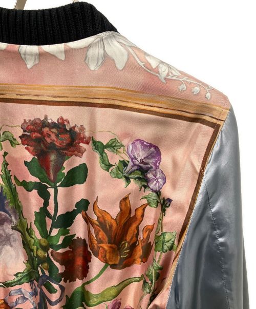 GUCCI（グッチ）GUCCI (グッチ) フラワープリントリバーシブルブルゾン スカイブルー×ブラック サイズ:48の古着・服飾アイテム